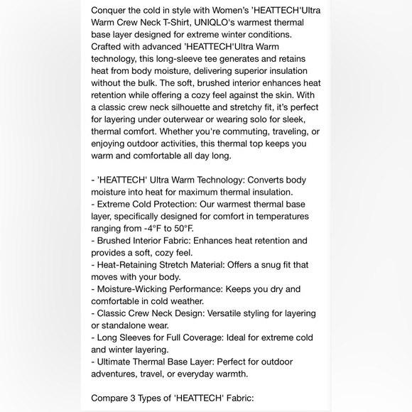 NWT Uniqlo Women's small ultra warm off white  Long Sleeve Top - Picture 4 of 5